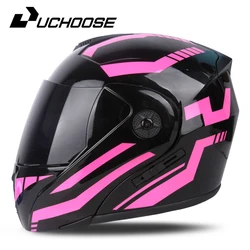 Uchoose Unisex Protective Helmet DOT Certification Double Lens Cross Section Helmet Safety Modular Flip Helm Helmet With Visor