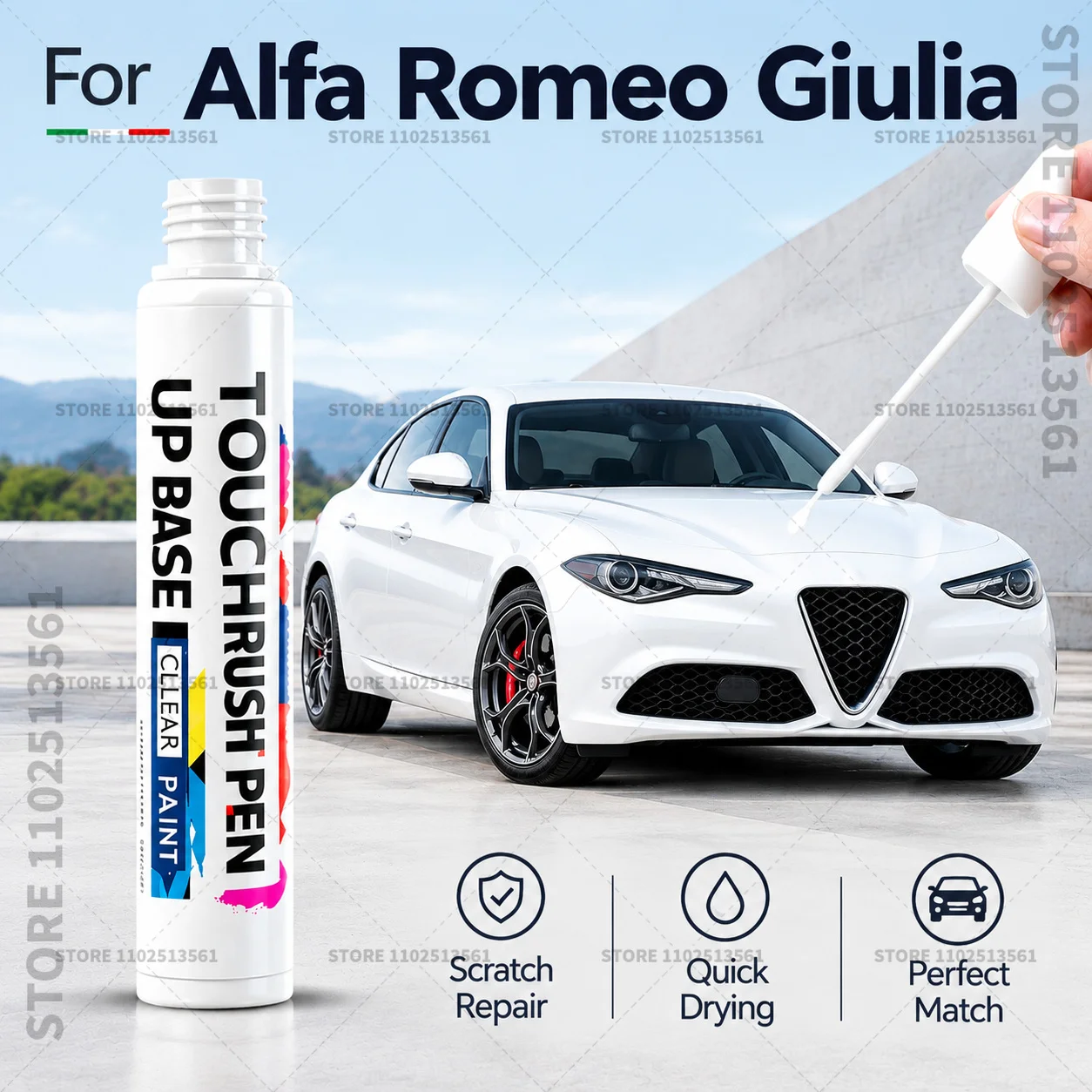 For Alfa Romeo Giulia Automotive Touch Up Paint Pen Scratch Repair Marker for Car Body Bumper Door Paint Restoration Accessories
