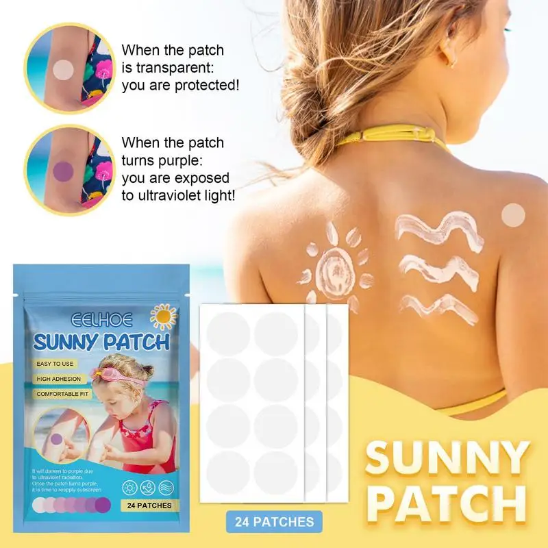 UV Stickers for Sunscreen  24 Count UV Detection Stickers for Kids Adults Face Sweat and Waterproof Self Adhesive Skin Care