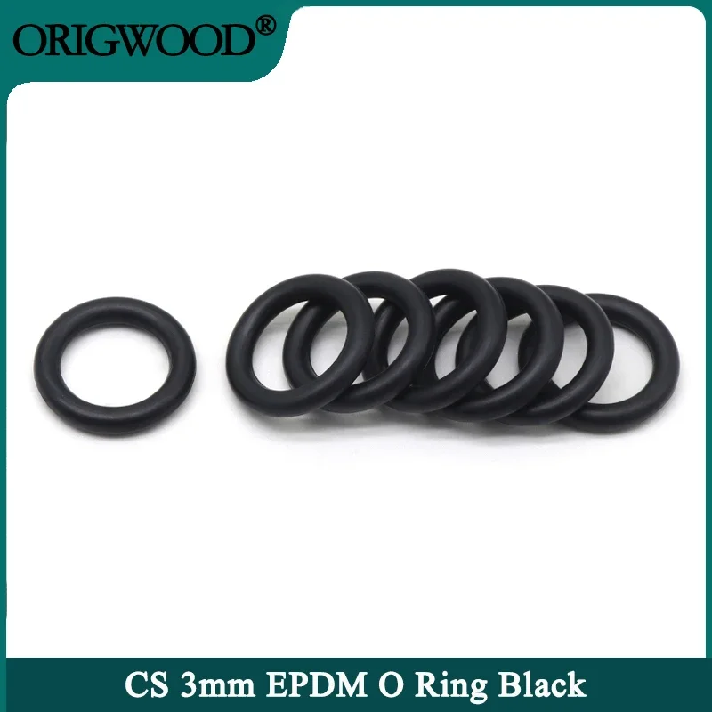 

10/50pcs EPDM O Ring Gasket CS 3mm OD 10 ~ 100mm Black Acid and Alkali Resistance Water Resistance Friction Resistance o-ring