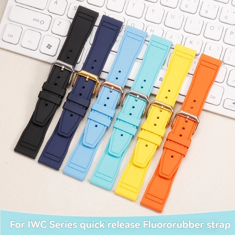 20mm 21mm 22mm Fluororubber Watch Strap for IWC Portuguese Pilots Citizen Oris Tissot Speedy FKM Rubber Strap Men Wristband