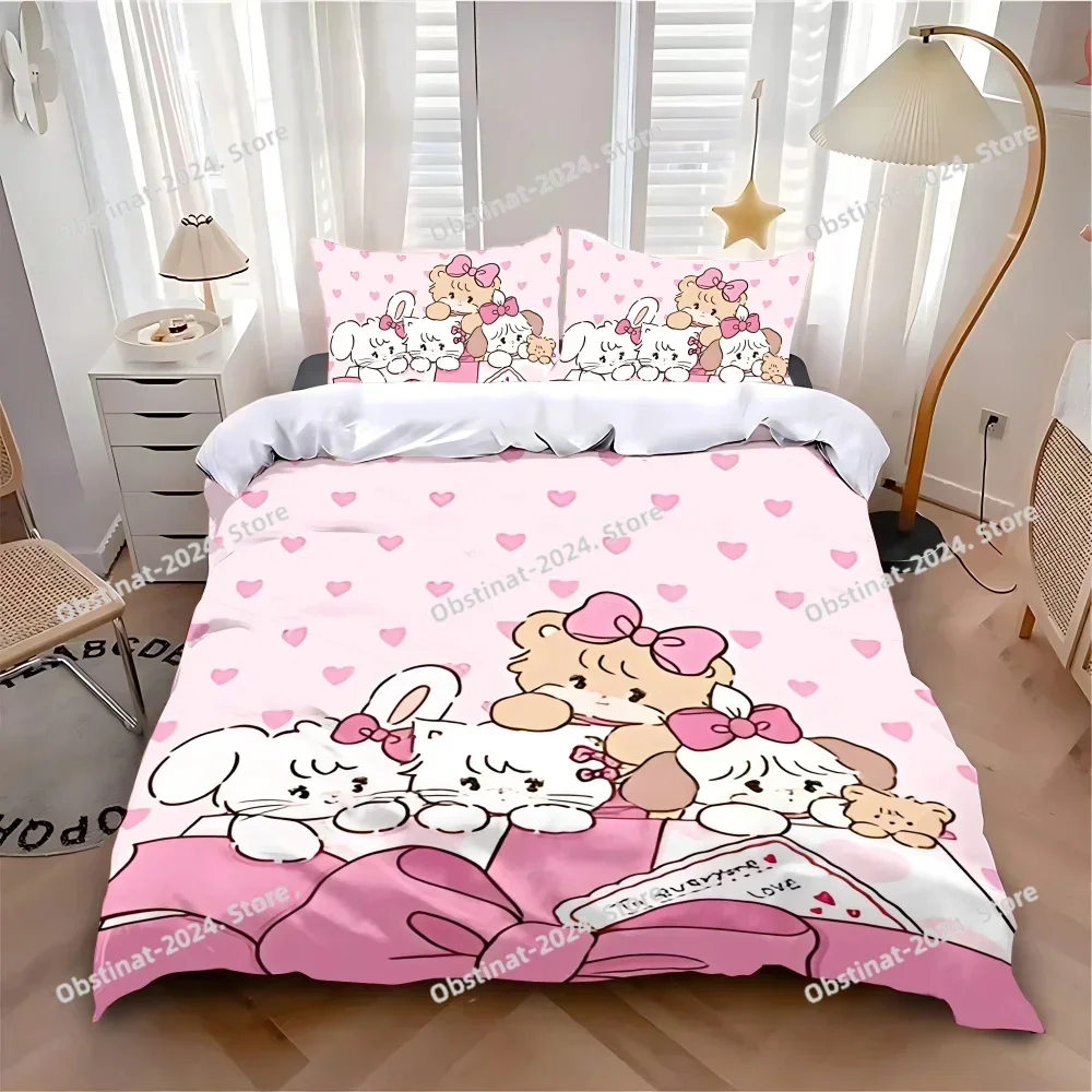 Duvet Cover Pillowcase Bedding Set Cartoon Cute M-MIKKOES Adult Boy Girl Bedroom Decoration Children Single Double Large Size