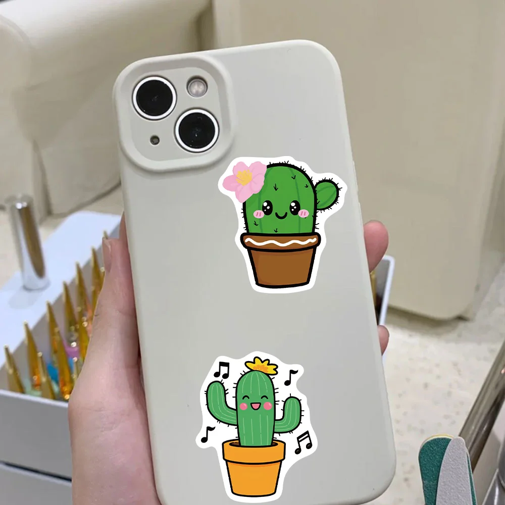 50PCS Cartoon Cactus Creative Stickers, suitable for decorating mobile phones, computers, water bottles, waterproof stickers