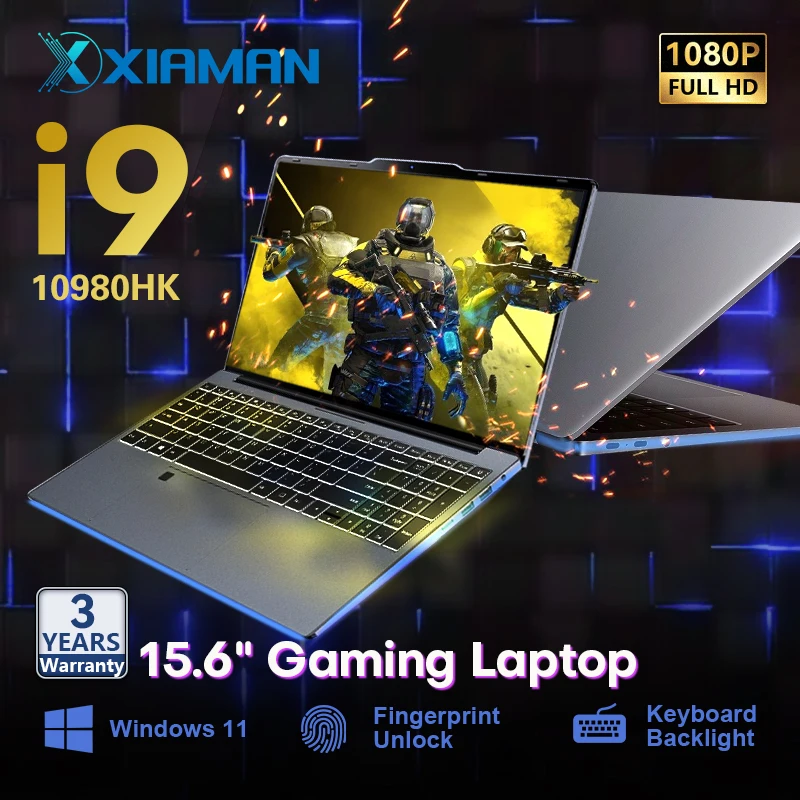 كمبيوتر محمول للألعاب مقاس 15.6 بوصة Intel Core i9-10980HK IPS 1920*1080 Windows 11 Pro كمبيوتر محمول 16GB RAM 1 تيرابايت SSD كمبيوتر محمول