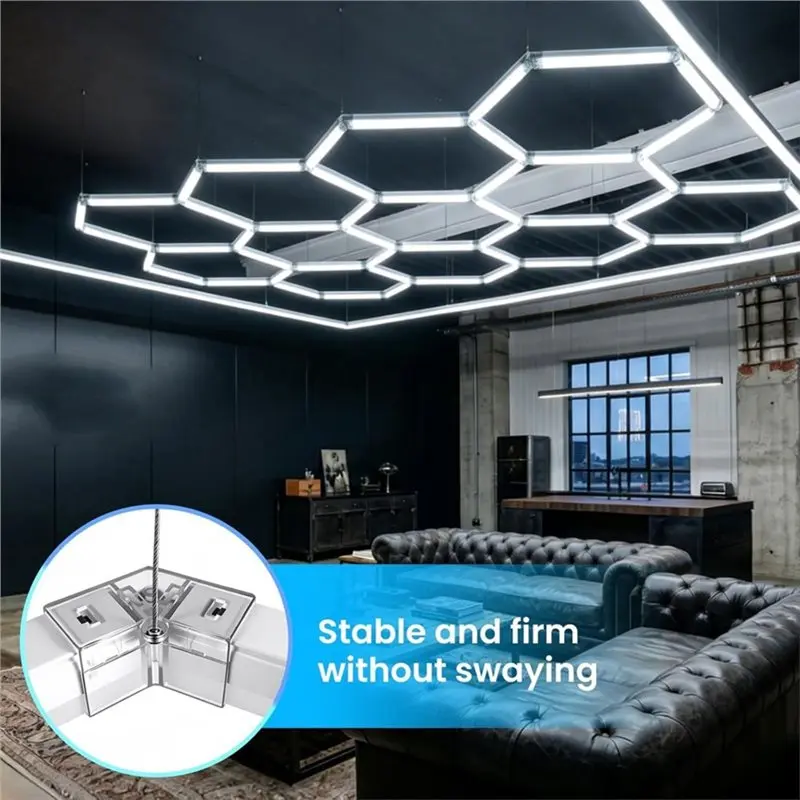 ABFU-20-Pack Hexagon Garage Lights Lighting Suspension Cables Kit 3.28Ft/1M Hexagon LED Lights Adjustable Steel Hanging Chain