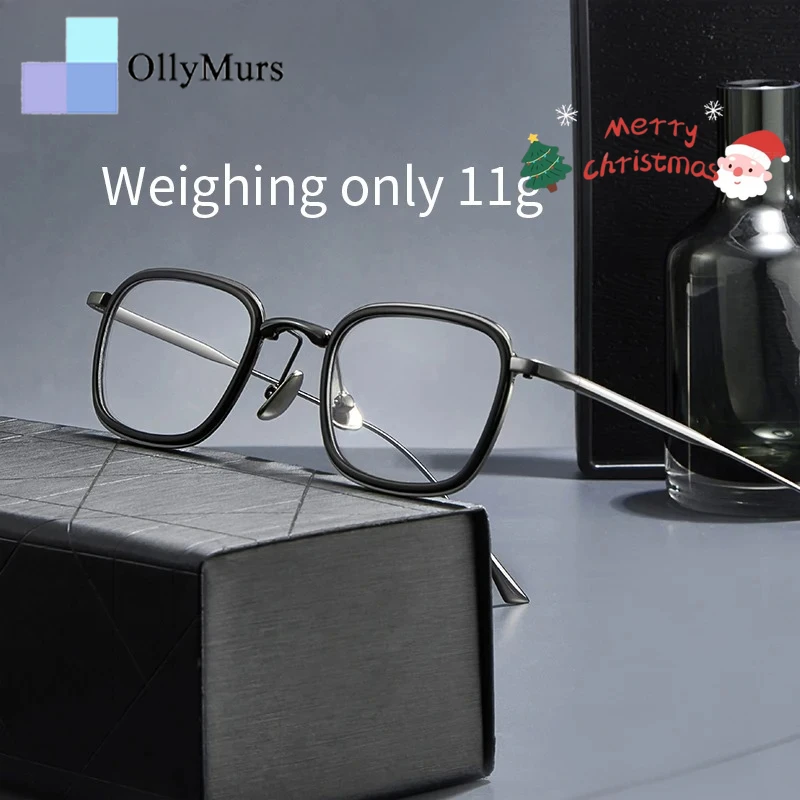 

OLLYMURS мужские и женские сверхлегкие оправы для очков из чистого титана, модные классические ретро-оптические очки по рецепту 19052