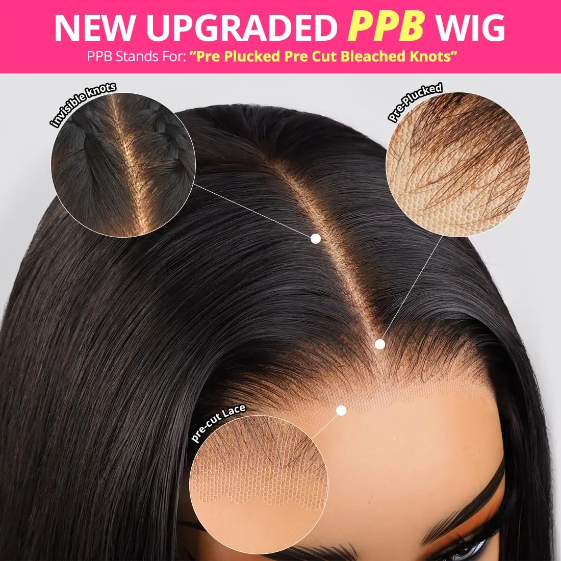 MagicJoy Glueless Wig 6x4 Straight Lace Front Wigs Human Hair Pre Plucked glueless wig Pre Cut Lace for Beginners 180% Density