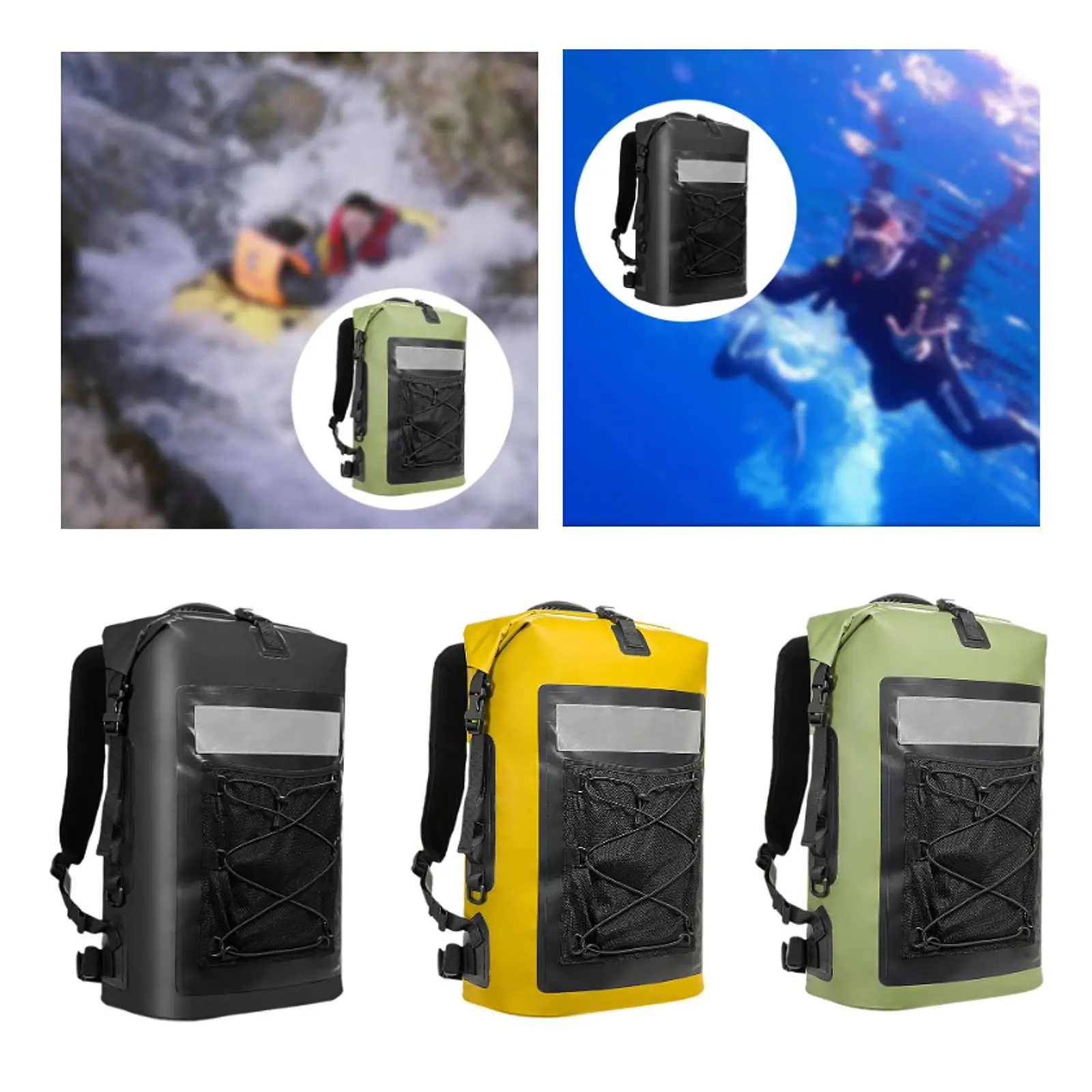 Waterproof Storage Bag Roll Top 35L Airtight Swimming Gear Bag Camping Backpack for Beach Camping Sailing Water Park Kayaking