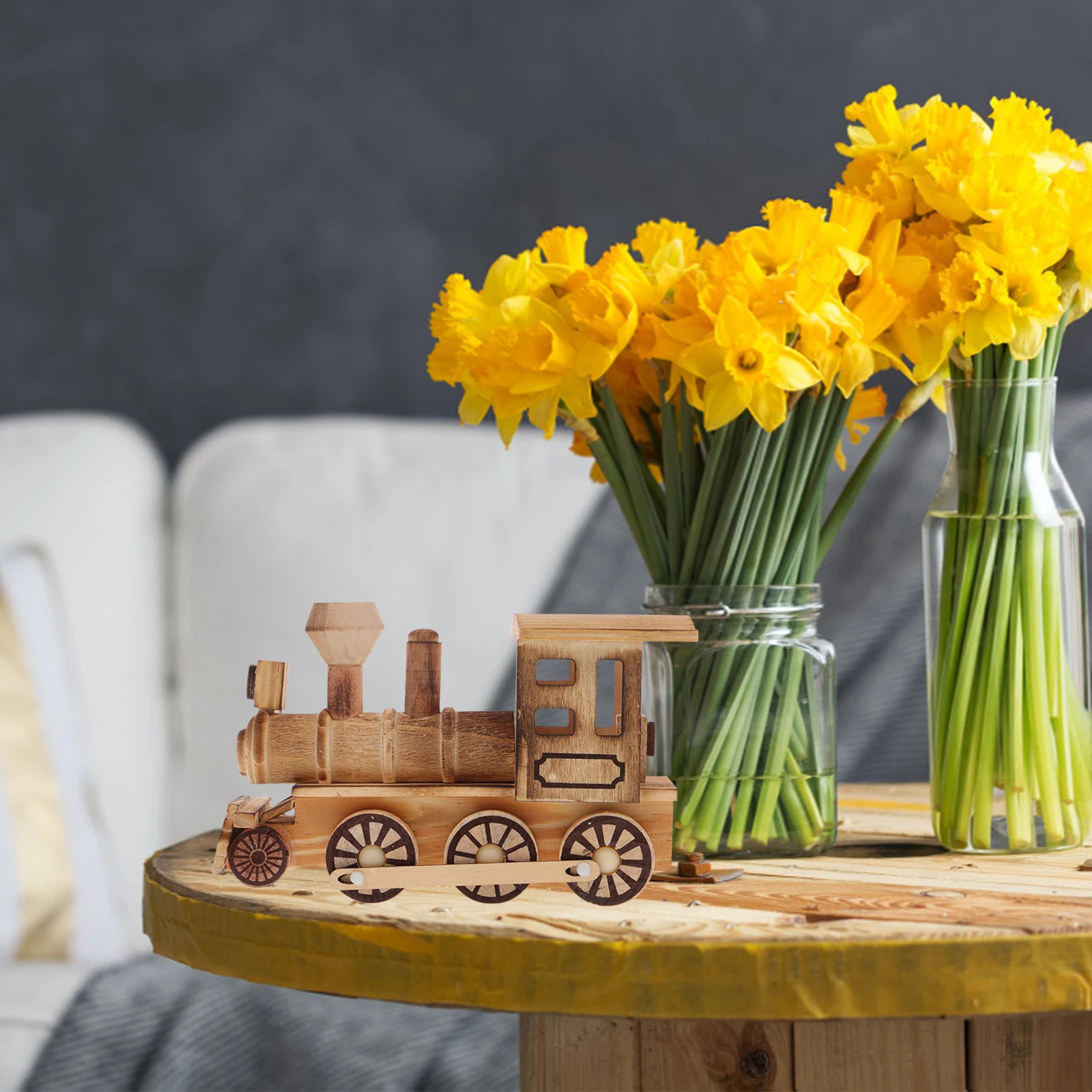 

Wooden Locomotive Crafts Retro naments Durable Home Decoration Creative Desktop Adornments Wood Gifts Photo Props Sewing