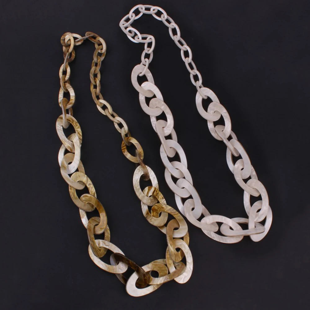 Long Round Plastic Link Chain Necklace, Acrylic Resin Statement, Neck Jewelry, Color, Big, Large, Thick, Chunky, New, NK1007