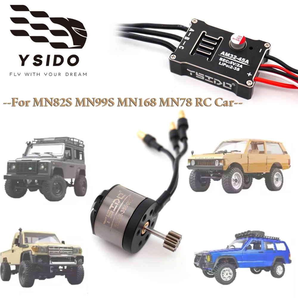 

YSIDO 2322 3500KV Outrunner Motor AM32 45A ESC для 1/12 RC Car Crawler MN82S MN99S MN168 MN78 Обновления Бесщеточный комплект питания Запчасти