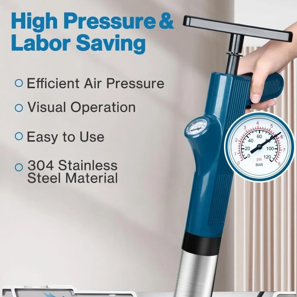 

High pressure drainage pneumatic tool set, stainless steel toilet suction cup and pipe dredger dredging kit