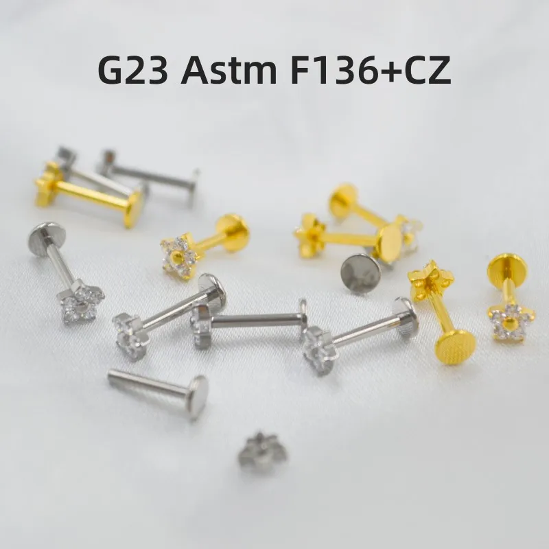 20pcs G23 Titanium Flower Lip Labret Ring Bar Ear Cartilage Helix Rook Tragus Studs 16G Body Piercing Jewelry New