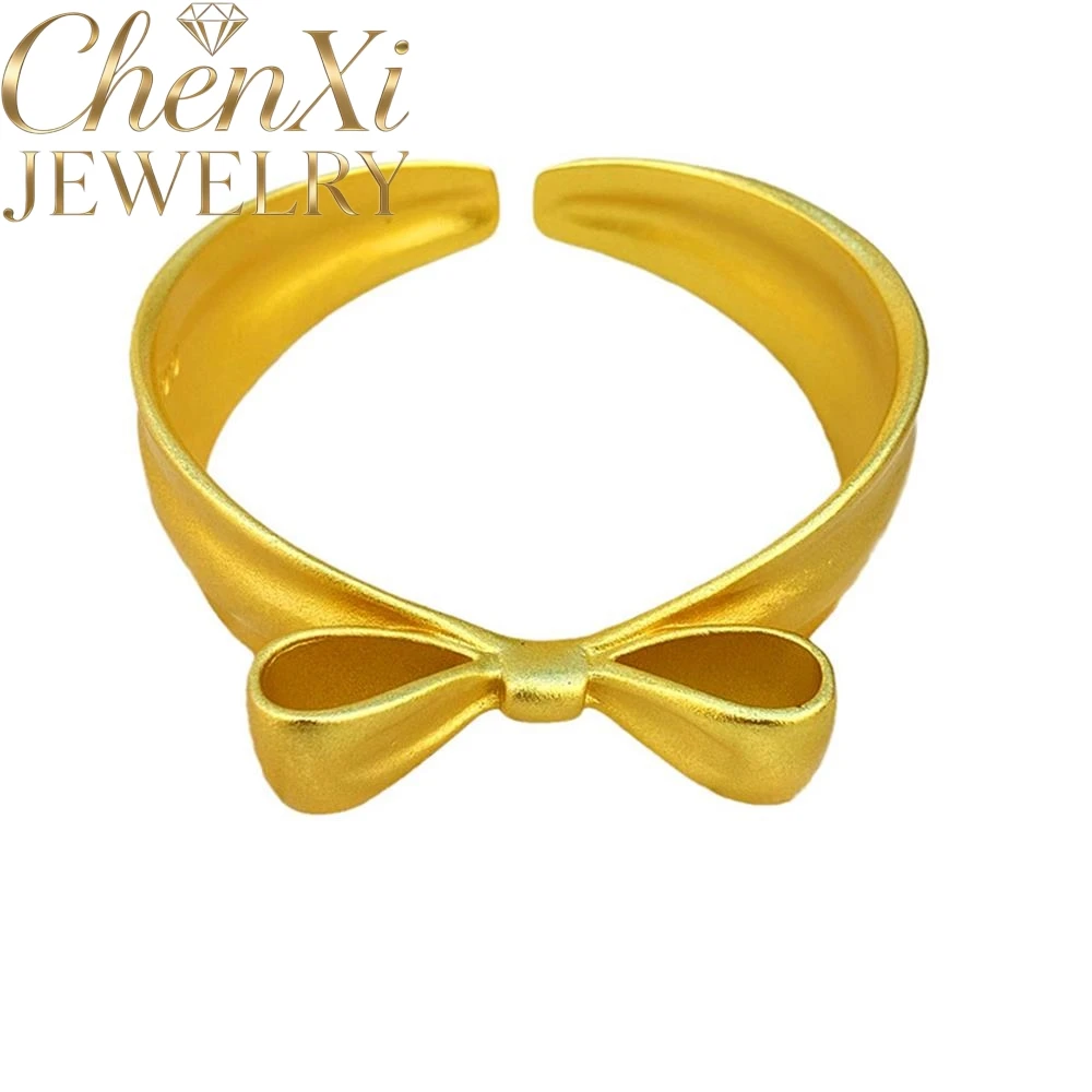

High-End Sand Gold Three-Dimensional Large Bow Bracelet Luxury Quality Fashion Fine Jewelry Exquisite Elegant Popular Charms