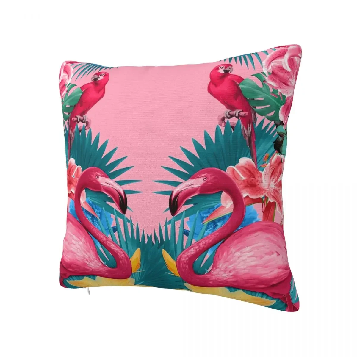 Pink Tropical Flamingo And Parrot Pillow Cover Palm Leaves Pillow Case Custom Cushion Cover Pillowcases For Living Room Chair