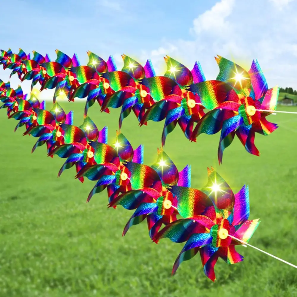 Molino de viento repelente de pájaros, cuerda de 10M, molino de viento reflectante colorido, hilanderos de viento, decoración de jardín, repelente de aves para exteriores