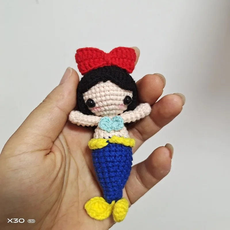 Cartoon Anime Woolen Doll Finished Mermaid Princess Hand-woven Pendant Finished Woolen Doll Hand-made Crochet Doll