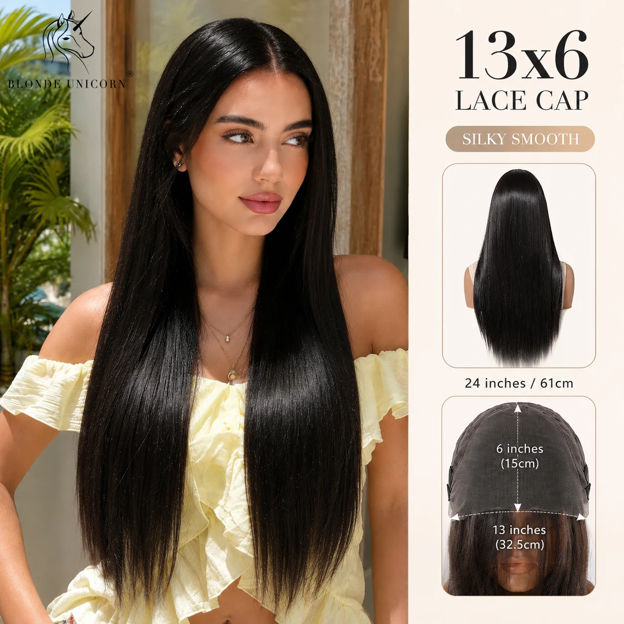 13x6 Lace Front Wig Natural Black Straight Long 28 Inch Synthetic Pre Plucked Natural Hairline for Women Cosplay Daily Party Use
