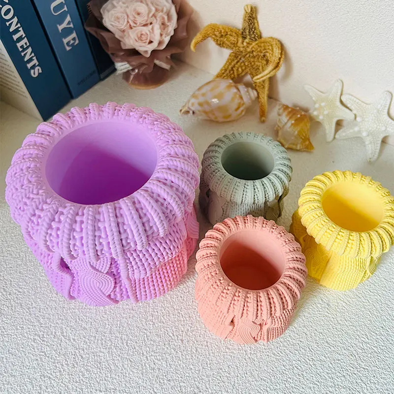 Yarn Ball Flowerpot Concrete Mold Indoor Plant Pot Knot Cement Candle Cup Vessel Plaster Candlestick 2024 Christmas Silicone M