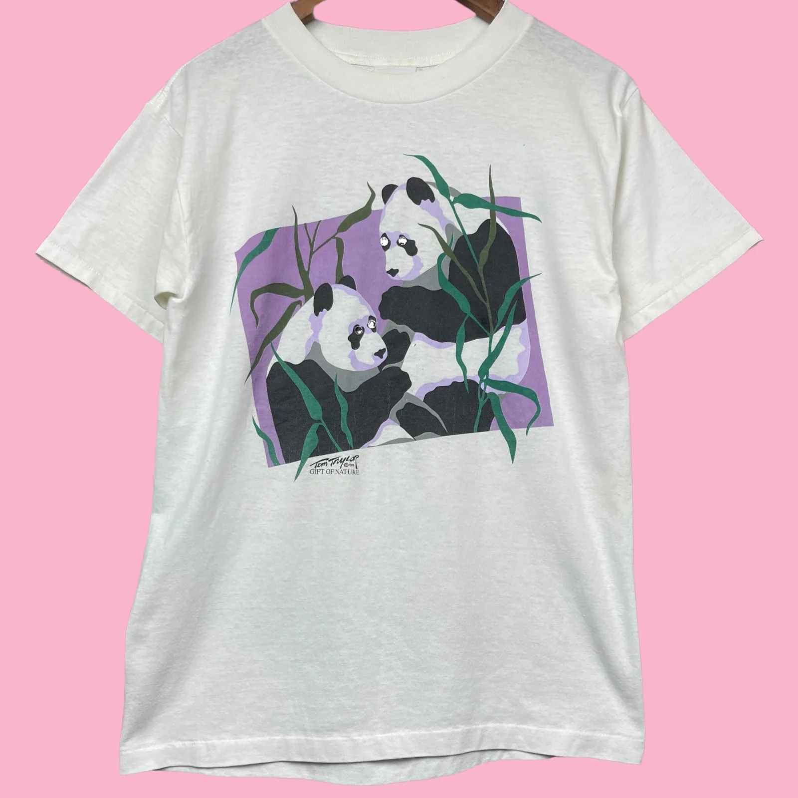 Vintage 1988 Panda Tom Taylor T Shirt Size Single Stitch Gift of Nature Animals Oversized T-shirts for Women/Men Clothing