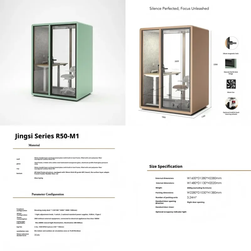 for Aluminum Soundproof Single Compartment Modern Design Office Meeting Home Office Apartment Living Room Gym Hotel