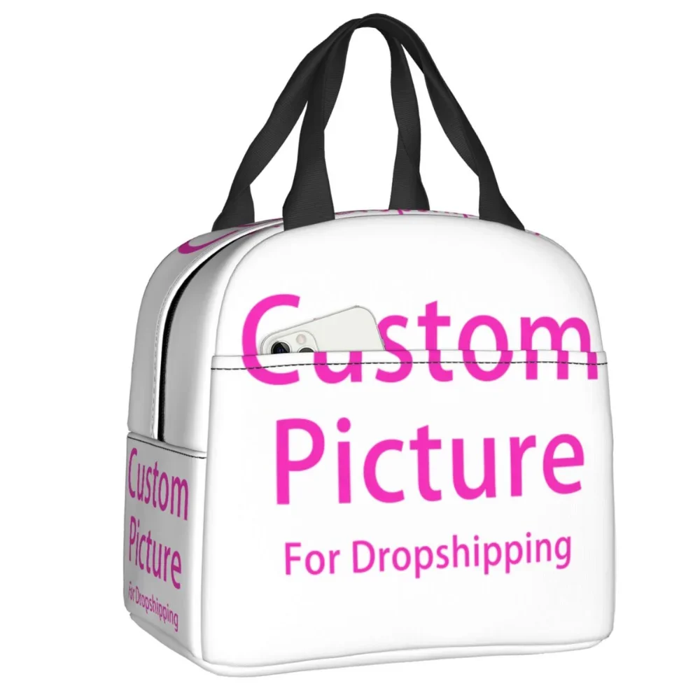 

Personalized Custom Photo Logo Lunch Bag Customized DIY Print Cooler Thermal Insulated Lunch Box for Women Kids School Food Tote