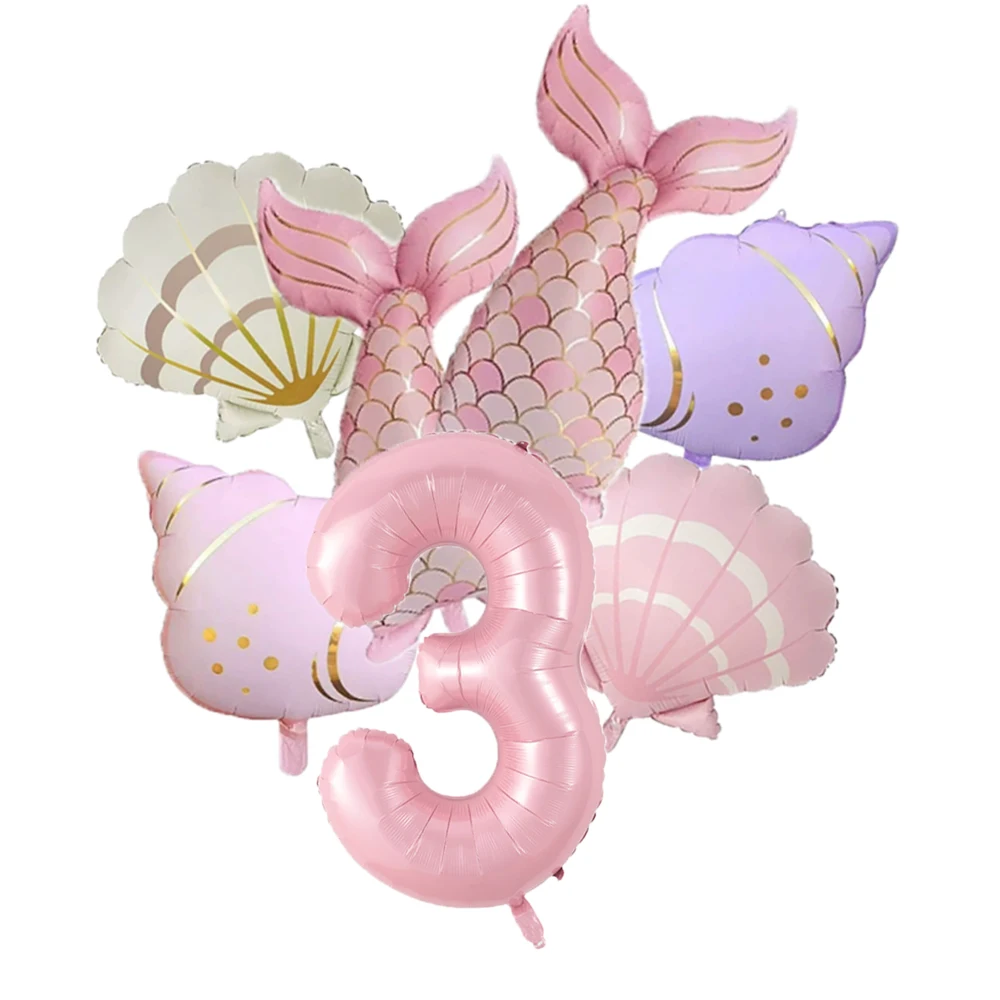 Conjunto de Decoração com 7 Balões de Sereia para Reuniões Familiares, Festas de Aniversário, Casamentos e Celebrações, Decoração de Festivais com Balões Numéricos
