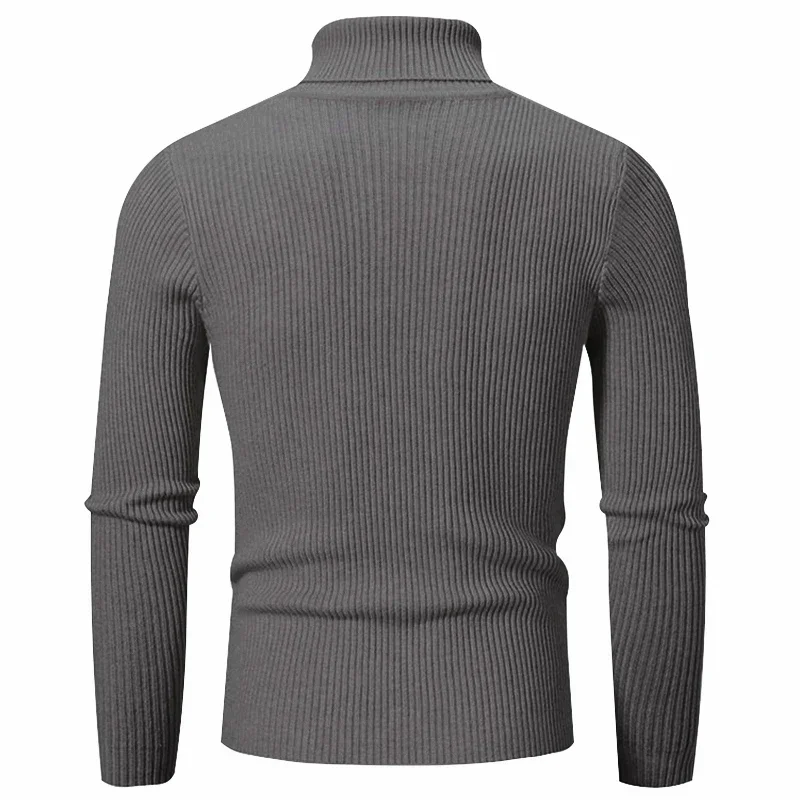 Men's Autumn and Winter High Neck Bottom Shirt Slim Fit Long Sleeve Knit Sweater