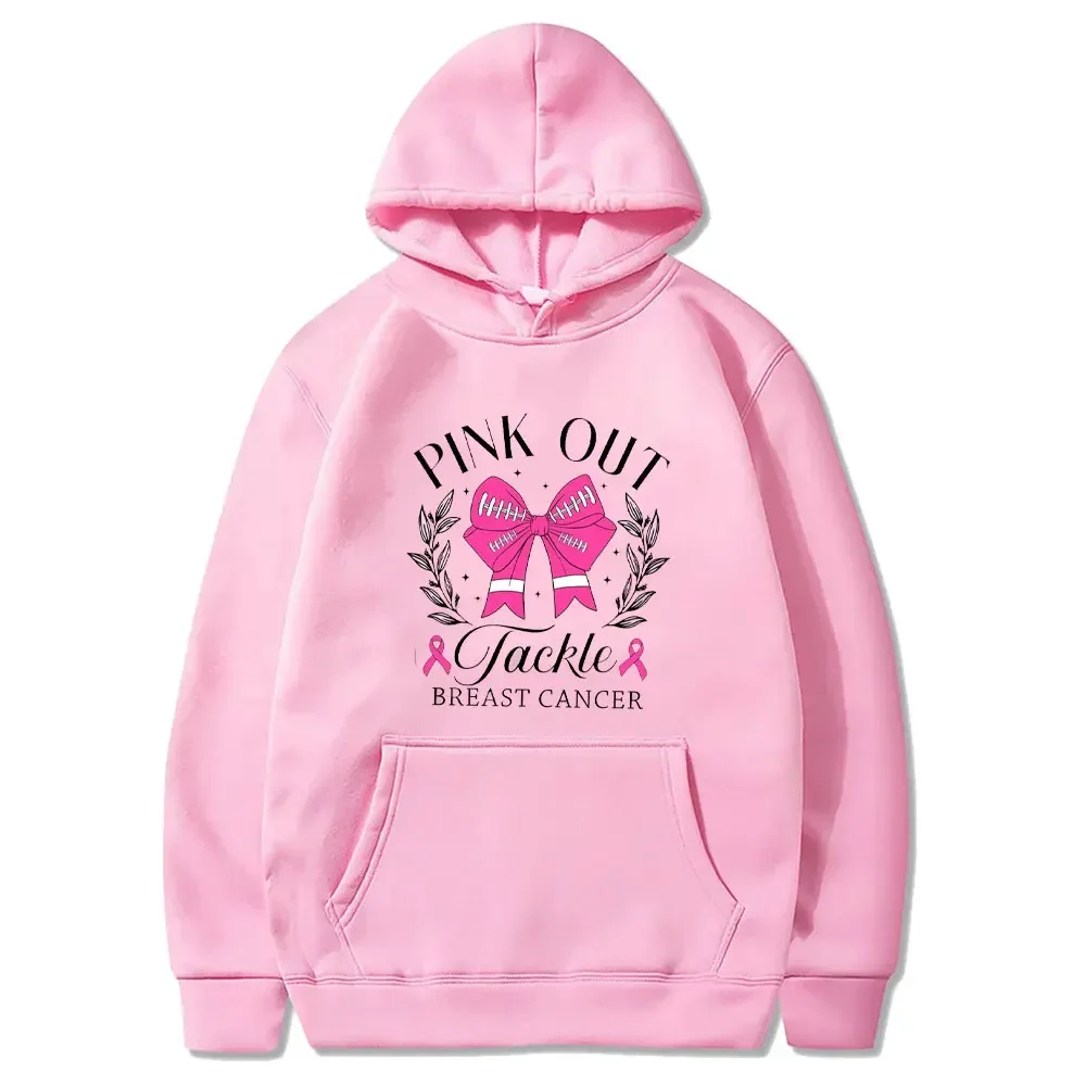 

Pink Out Tackle Breast Cancer Football Coquette Cancer Awareness Fight Breast Cancer Pink Out Sublimation Design Kawaii Hoodie