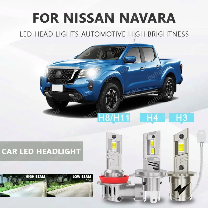 

2Pcs H3 H4 H8H11 LED Headlight LED Lights Head Lamp for Car LED Headlight Bulb with heat sink For NISSAN Navara