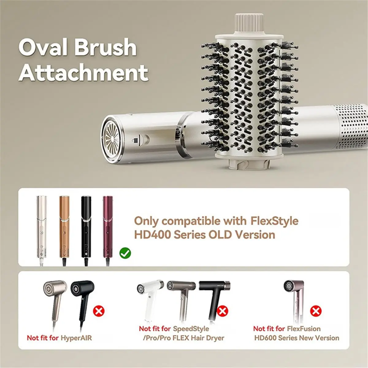 A10R Auto-Wrap Curlers Oval Brush for Shark FlexStyle (HD400 Series) Curling Iron Accessory Waves & Smoothing Blow Brush Tool