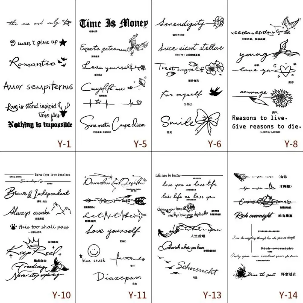 English Letter Juice Tattoo Waterproof Semi Permanent Fake Tattoo Long Lasting Temporary Hombre Art Fake Tattoo Men