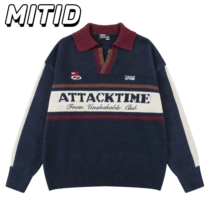 

Осень-зима, пуловер для влюбленных, свитер в стиле ретро, консервативный стиль, лоскутный цветной вязаный свитер, мужской корейский модный трикотаж большого размера