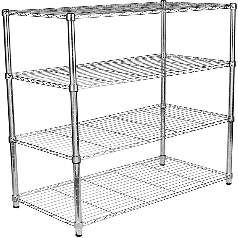 Simple Deluxe 4-Tier Heavy Duty Storage Shelving Unit, Heught Adjustable, Chrome,35.43