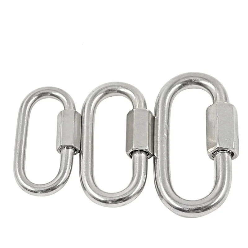 1 Pcs Carabiner Hook 304 Stainless Steel Oval Screwlock Quick Link Lock Ring Hook Chain Rope Connector Buckle Locked Hook