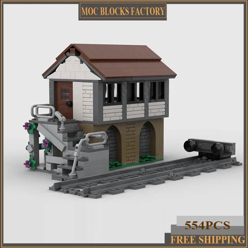

Railway Train Model Model Moc Building Bricks Railway Signal Box Technology Modular Blocks Gifts Christmas Toys DIY Assembly