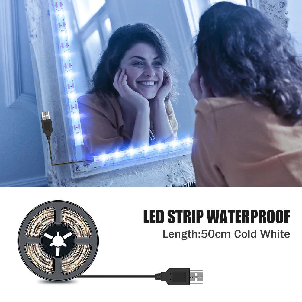 Led Makeup Mirror Light Vanity Lamp Strip 5V USB Backlight LED Flexible Lamp Tape Dressing Table Mirror Lamp For Bathroom Decor