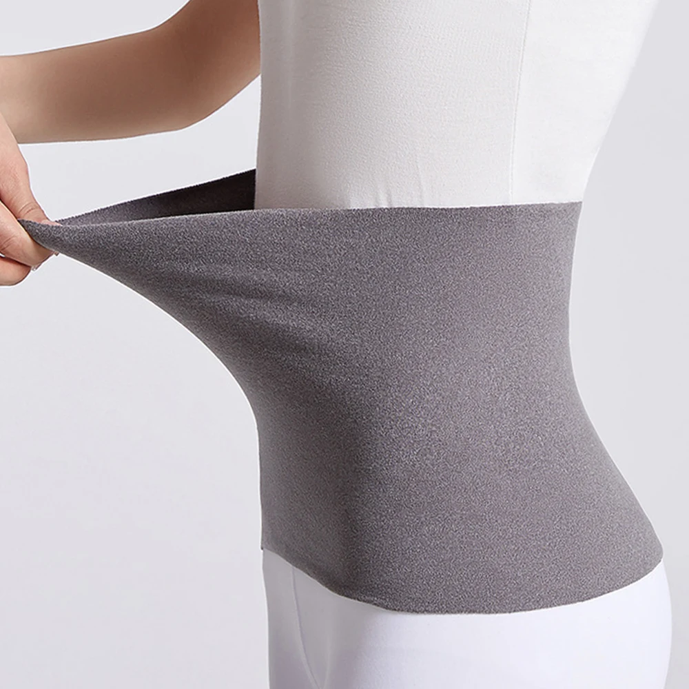 Solid Women Thermal Waist Support Elastic Thin Plush Abdomen Back Pressure Warmer Belt Unisex Cold Proof Belly Protector