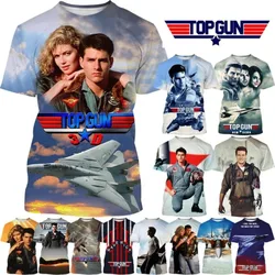 Üst silah yalnız Ranger Tom Cruise T-shirt film Top Gun 3D baskılı yuvarlak boyun rahat erkek ve kadın kısa kollu T-shirt