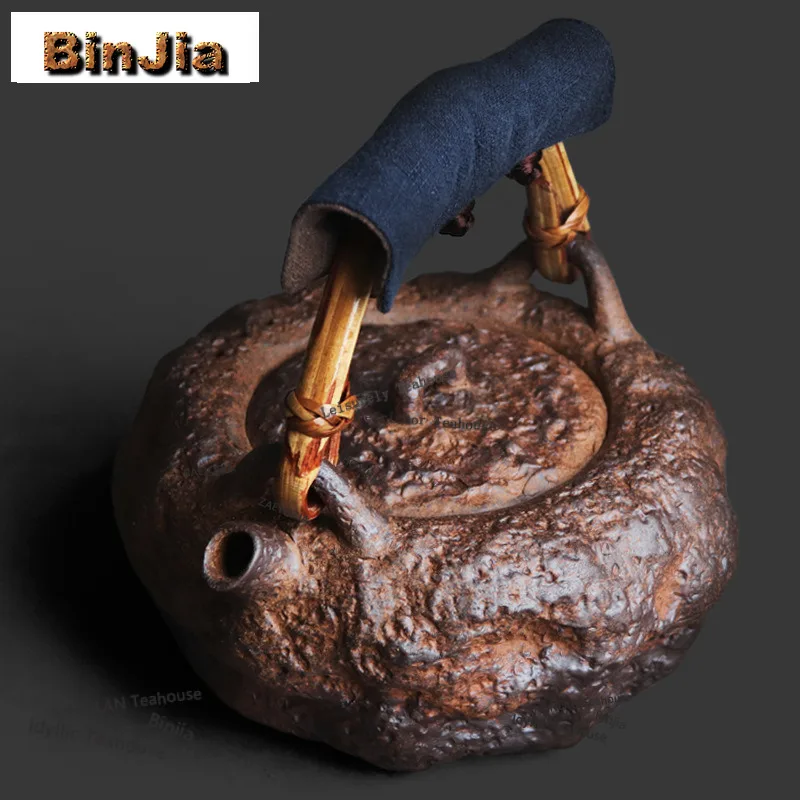 BAEJORIA 650ml Old Rock Clay Loop-handled Teapot Zen Stone Texture Tea Infuser Pot Tea Brewing Kettle With Strainer For Teaware