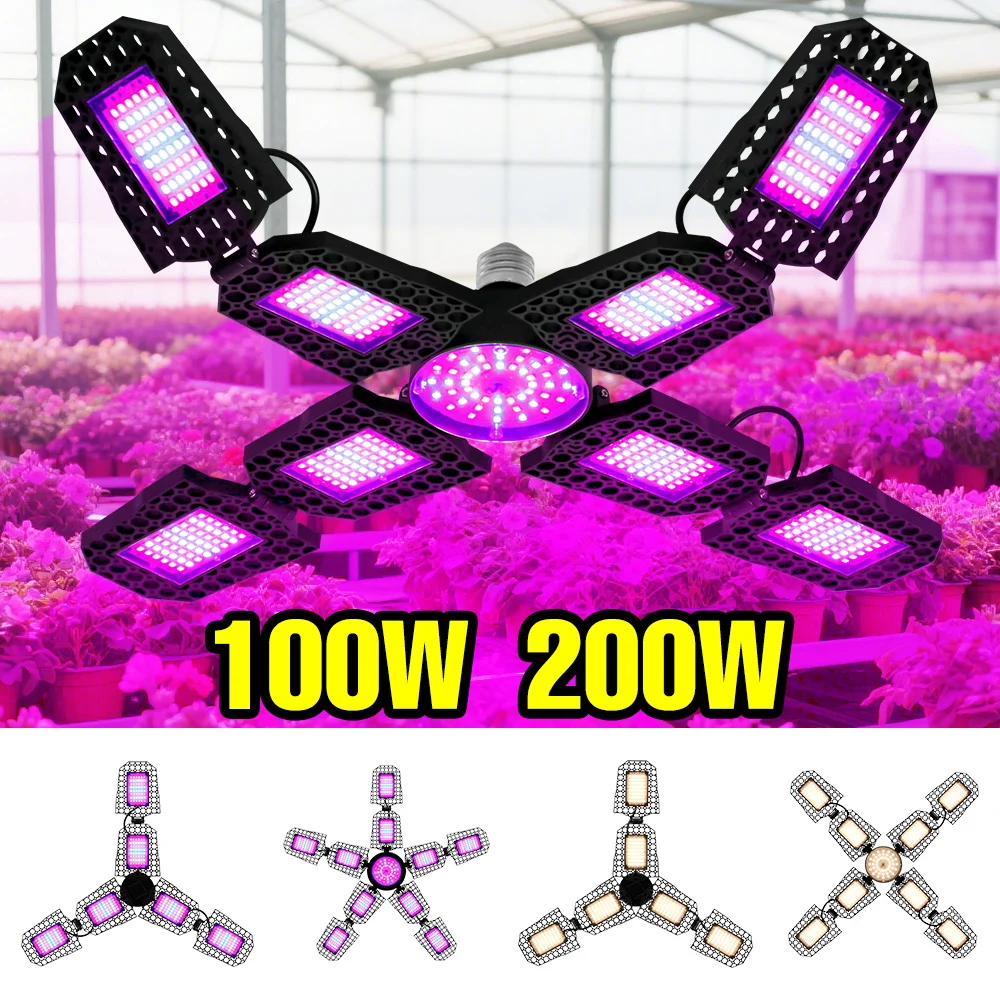 

200W E27/E26 LED Full Spectrum Grow Light Bulb Plants Hydroponics Lamp For Indoor Greenhouse Tent Vegetables Flowers Cultivation