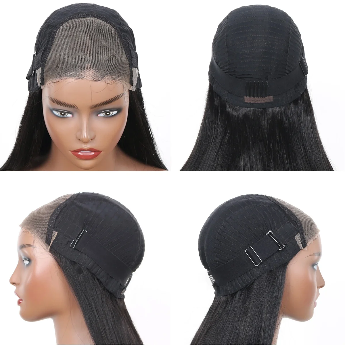 Wig Bob lurus pendek tanpa lem, Wig Bob penutup renda 4x4, Wig manusia transparan HD sebelum dipotong