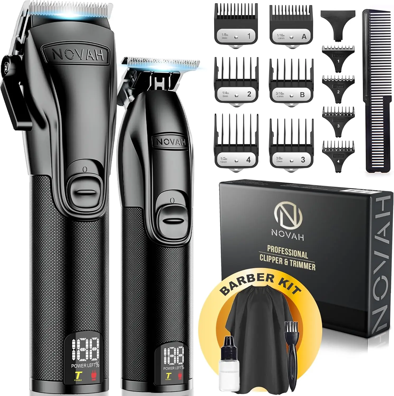 

Professional Cordless Hair Clippers and Trimmer Set for Men, Barber-Grade Fade Kit with Long Battery Life