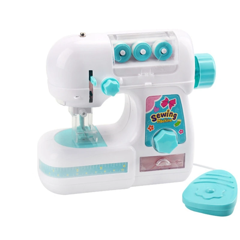 Mini máquina de costura infantil elétrica tamanho médio estilo costura kit artesanato brinquedos simulação brinquedo interessante para crianças