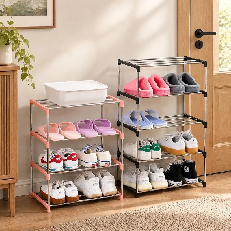Compact 3-4 Level Shoe Rack for Organized and Efficient Home Storage