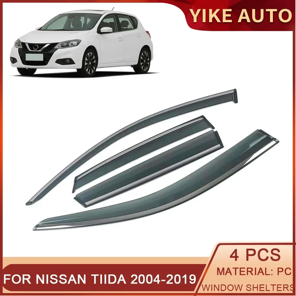 

For NISSAN TIIDA 2007-2019 Car Window Sun Rain Shade Visors Shield Shelter Protector Cover Trim Frame Sticker