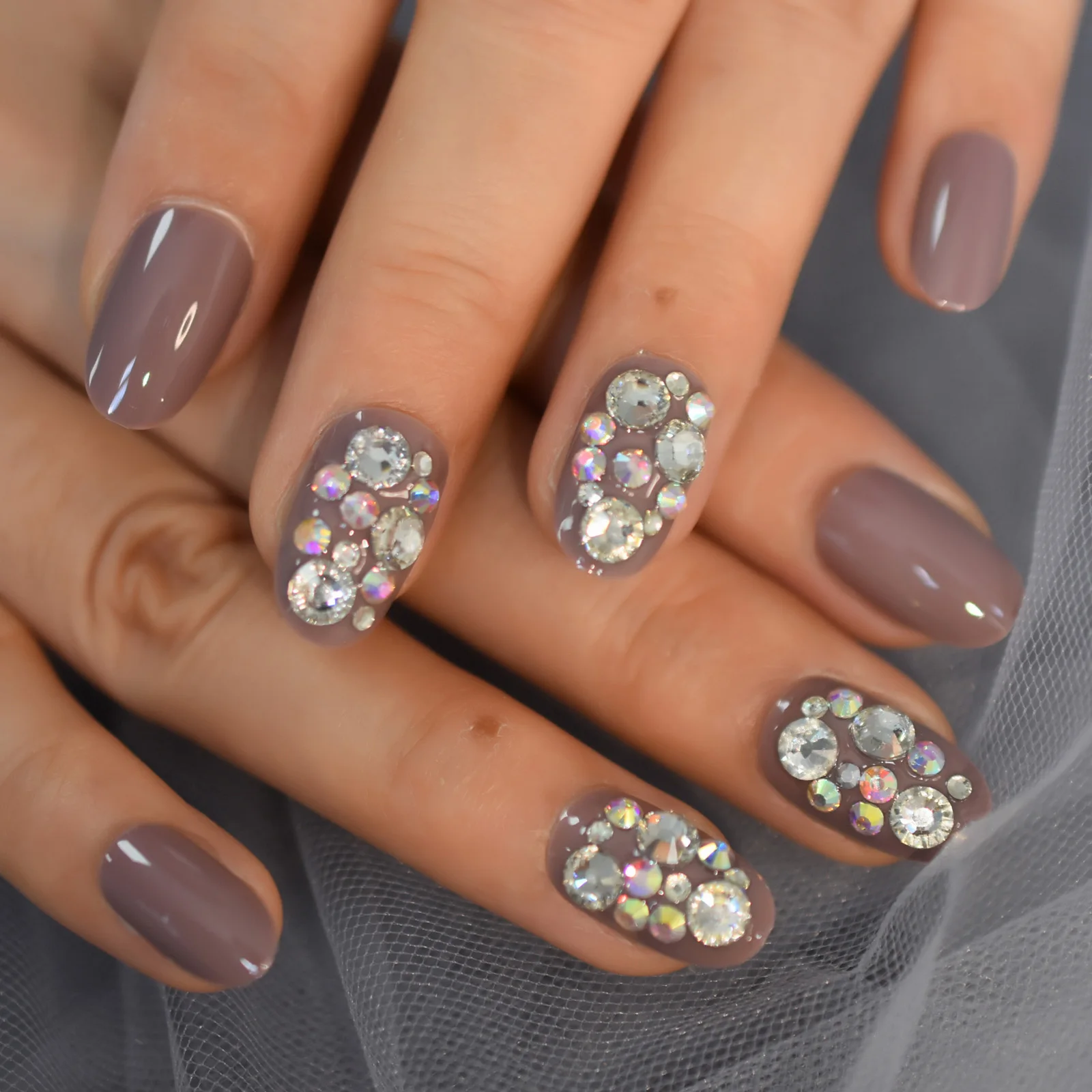 Cristal diamante gemas decoração imprensa em unhas falsas brilhante uv cobertura completa oval falso prego salão manicure uso diário dicas