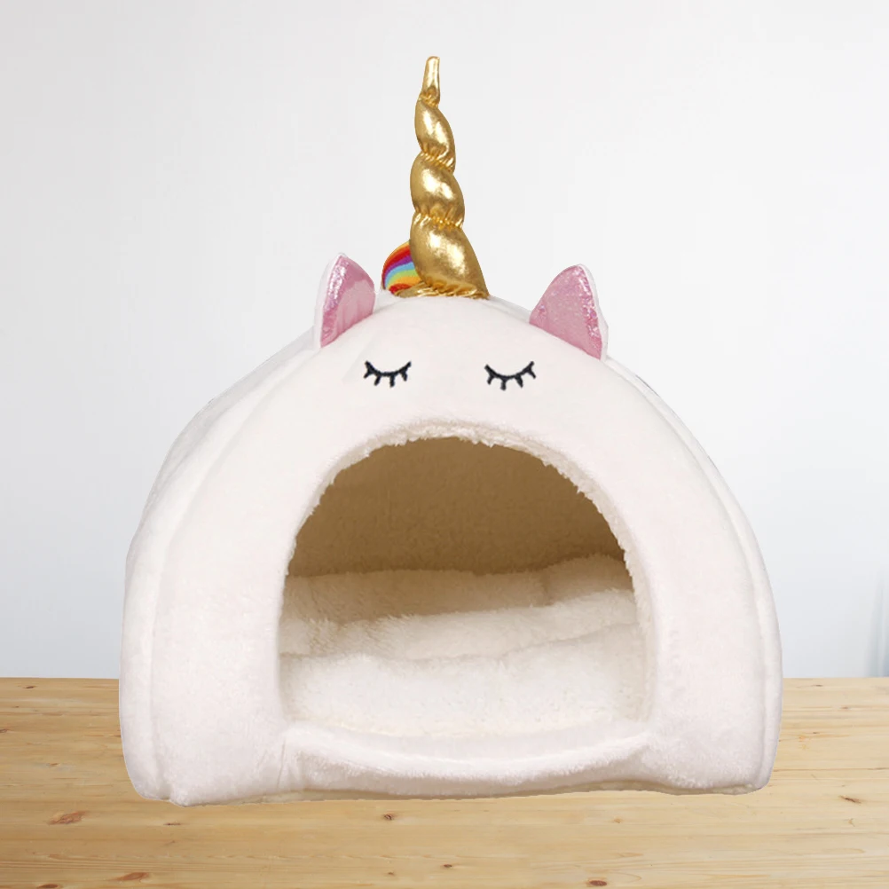 

Unicorn Shaped Hamster House Bed for Small Animals Warm Cozy Nest Perfect Couch Car Travel Pet Bedding