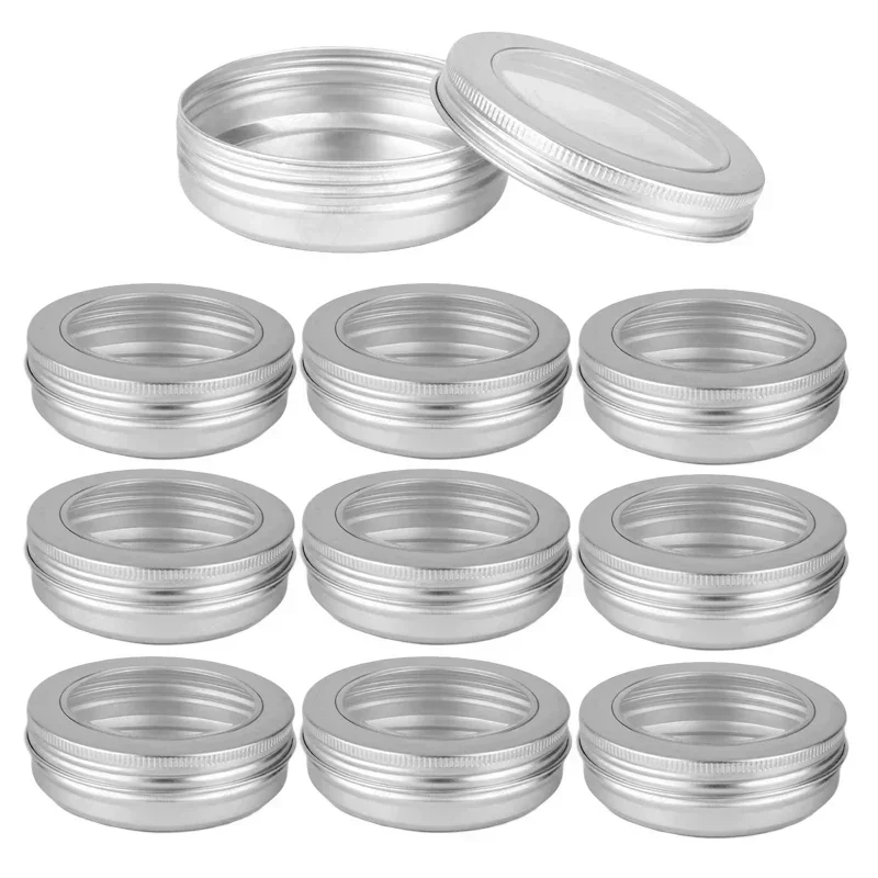 12/24/8/96 Chiếc 60Ml Kim Loại Nến Bình Nhôm Tín Hũ Có Cửa Sổ Lọ Chiết son Dưỡng Môi Hộp Đựng Mỹ Phẩm Mẫu Bình