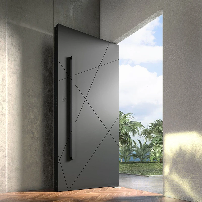 Design di lusso italiano altre porte d'ingresso porta a bilico anteriore di sicurezza esterna in acciaio porte a bilico moderne per la casa